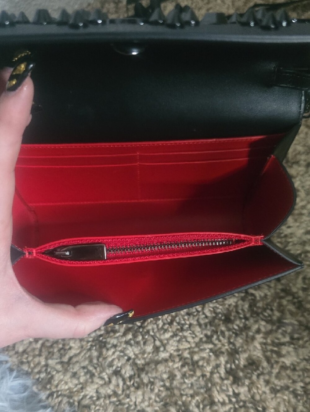 Christian Louboutin Palmona Black On Black W Gunmetal Chain/Red Interior(GOOD)🖤 - Picture 14 of 16